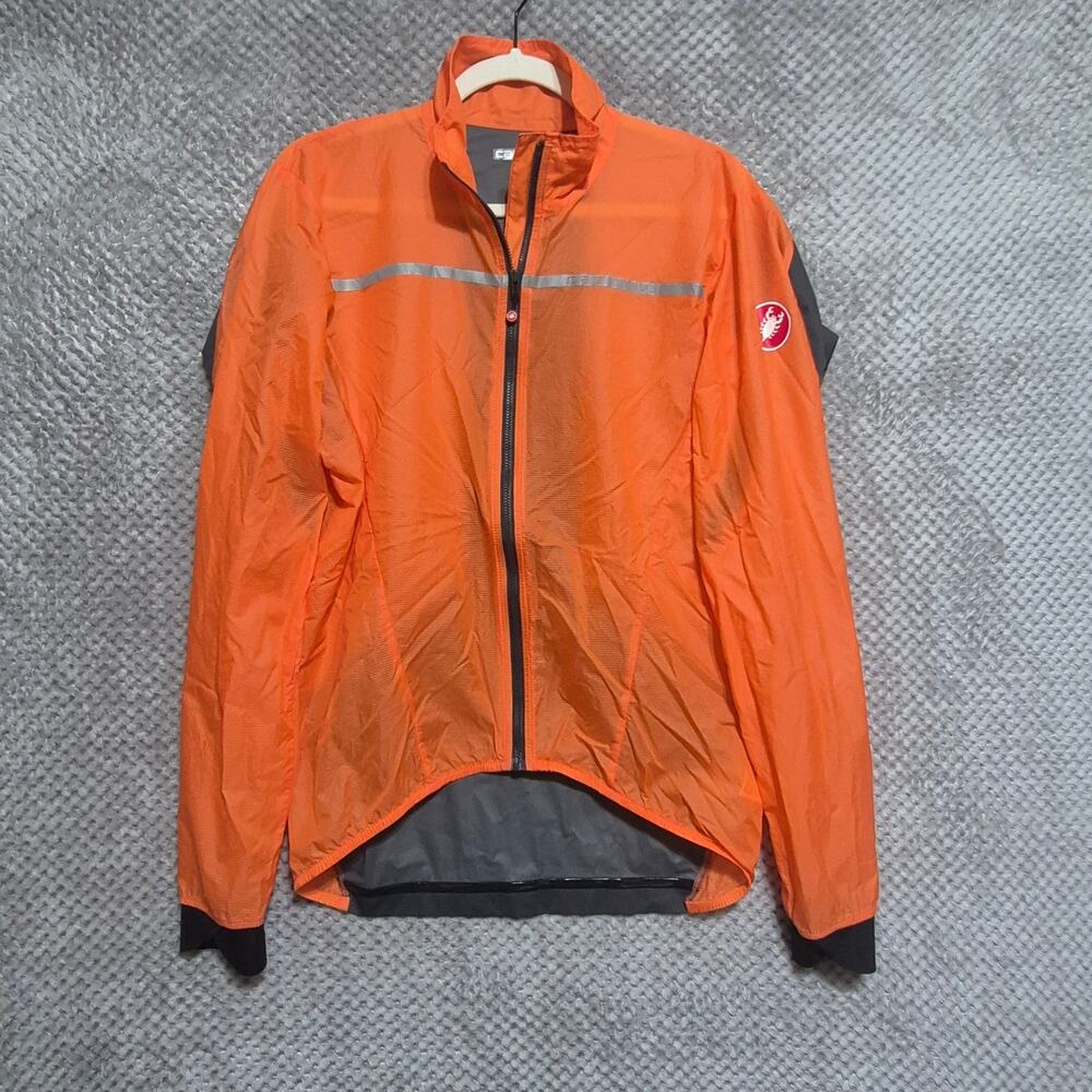 Castelli Superleggera Jacket Orange XL Cycling Full Zip Reflectivity Packable